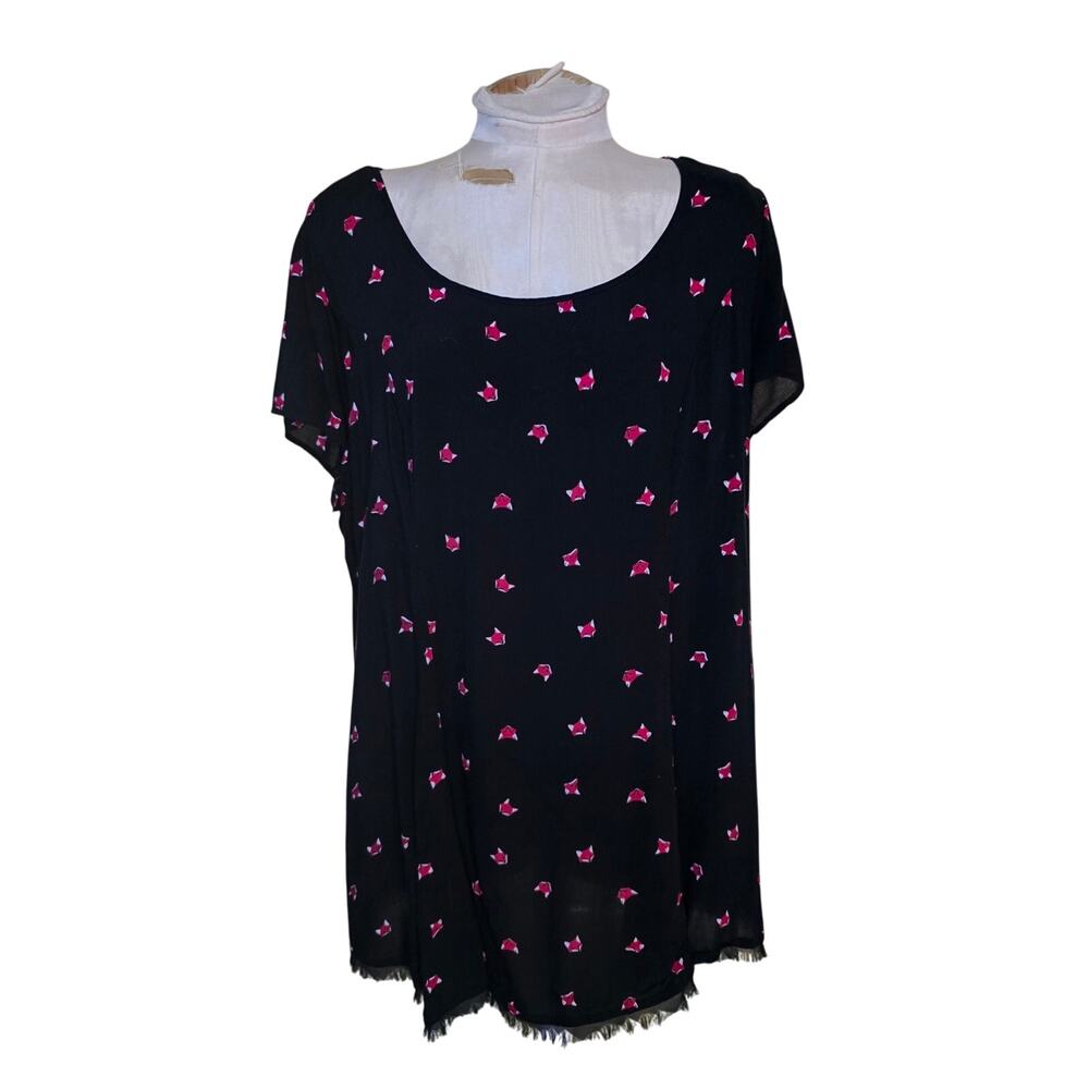 Torrid Womens Fox Print Top Tunic Size‎ 1 Black